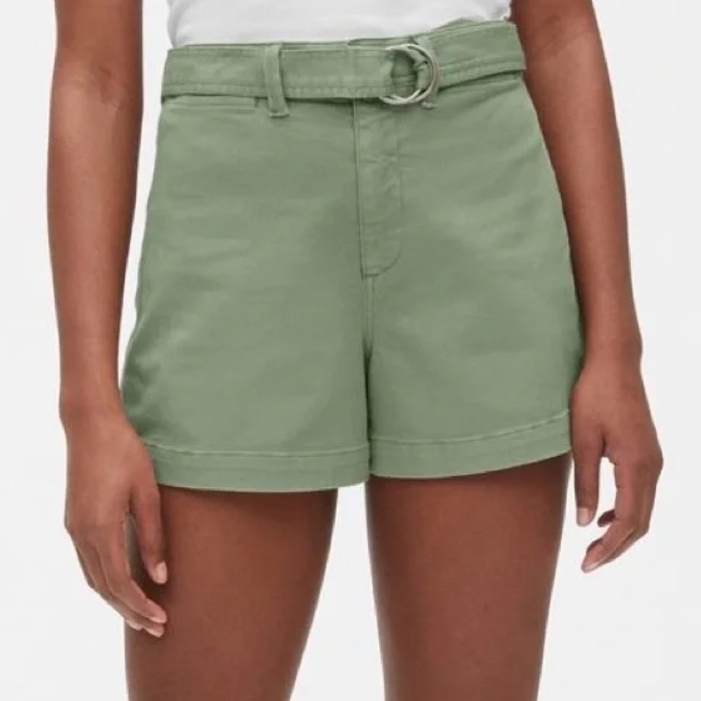 GAP Green Belted High Rise Shorts - Picture 1 of 8